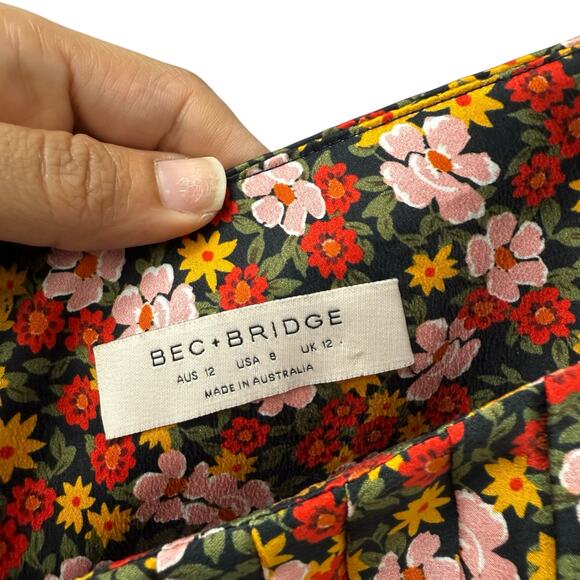 New Bec + Bridge New Romantics Silk‎ Mini Dress Floral Women’s Size 8 - Picture 9 of 13
